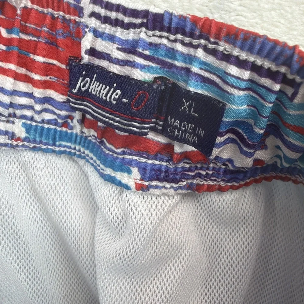 Johnnie-O Swim Trunks Men's XL Multicolor Geometric Lined Elastic Waist Beach